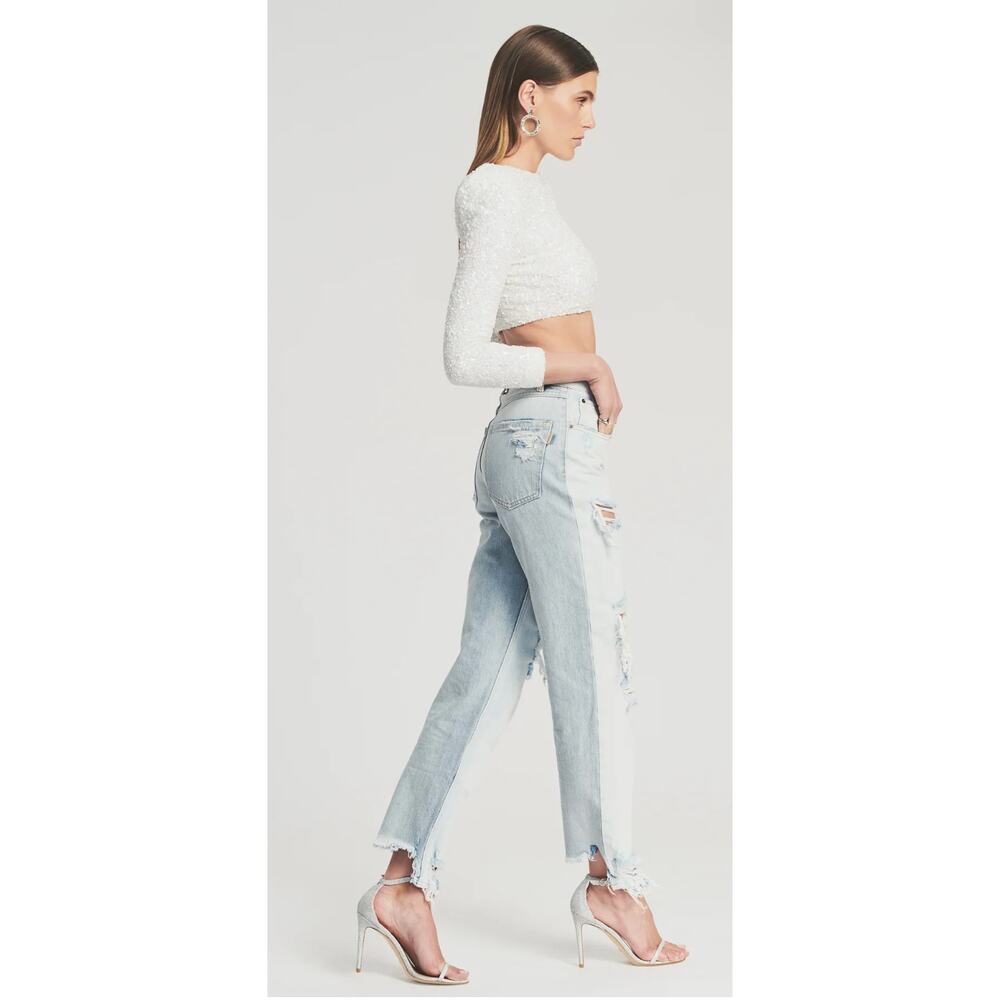 Retrofete Maggie Denim Jean Two Tone Laguna Womens Size 24 New Distressed - Picture 3 of 13